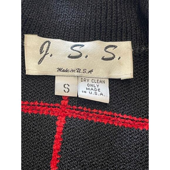 J.S.S knit ware jacket blazet Sm black / red strip wool blend button up classic - Picture 12 of 13